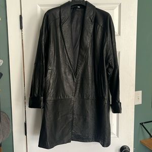Black leather oversized blazer Y2K M/L